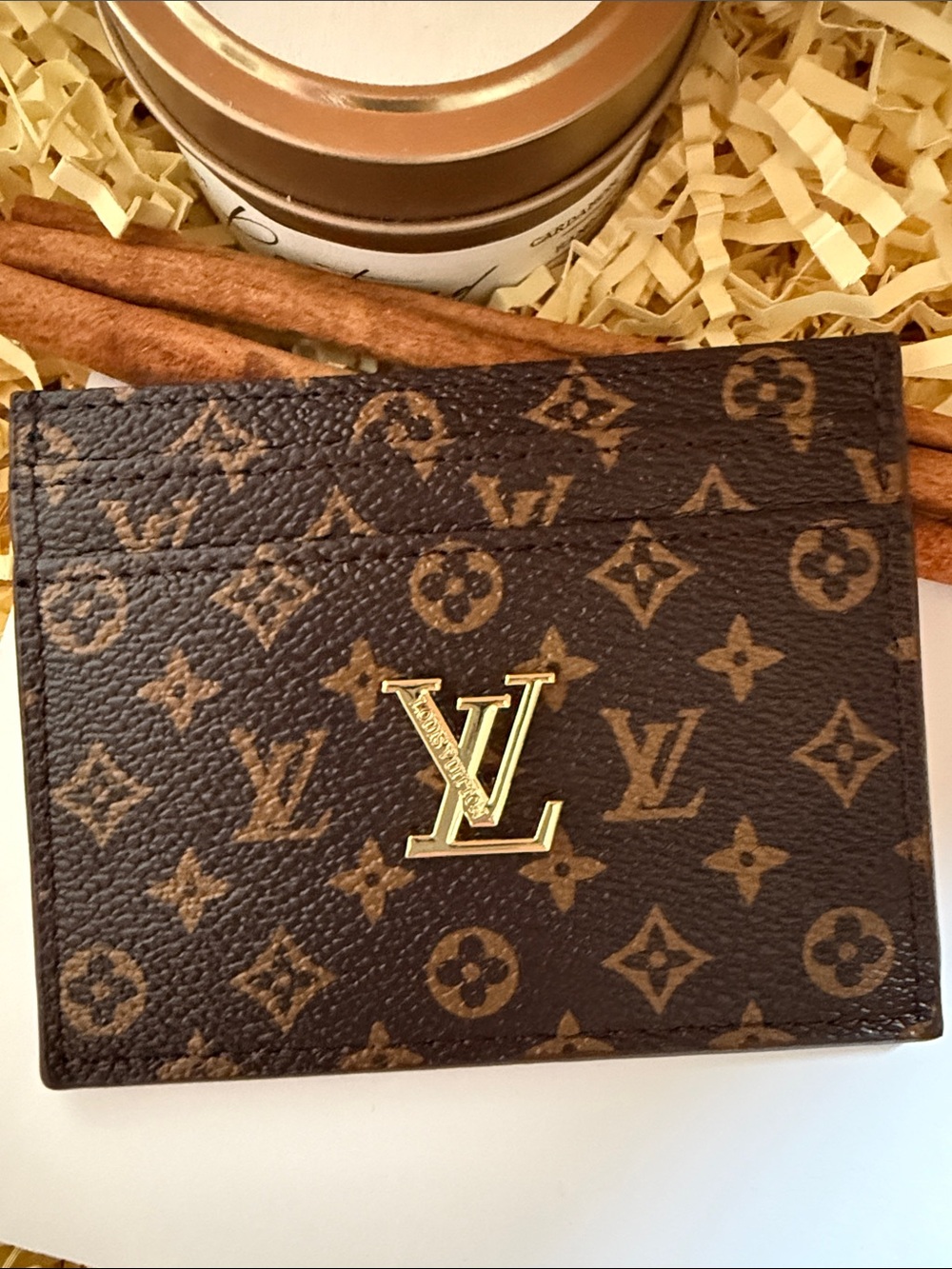Fashion accessories, card holder, brown mammogram
